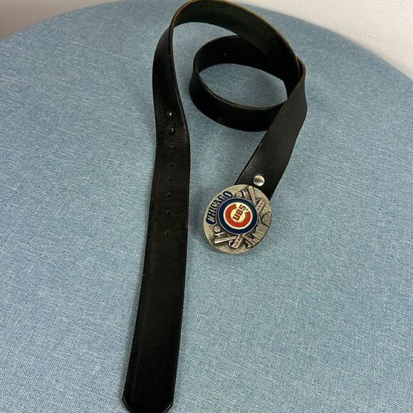 Limited Edition Black Leather Chicago Cubs Belt Buckle - Picture 4 of 6